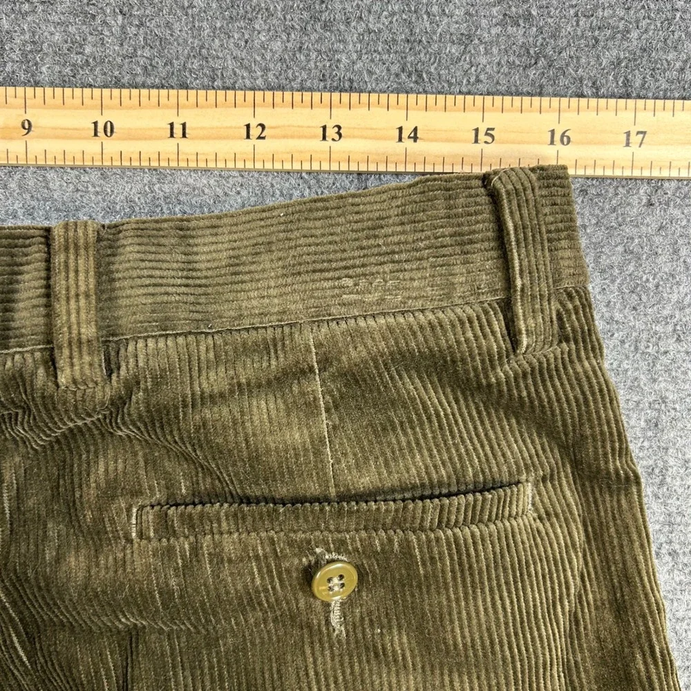 Dockers Recode Men's Olive Corduroy Pleated Cuffed Relaxed Fit Pants W34 L32 VTG - Picture 7 of 9